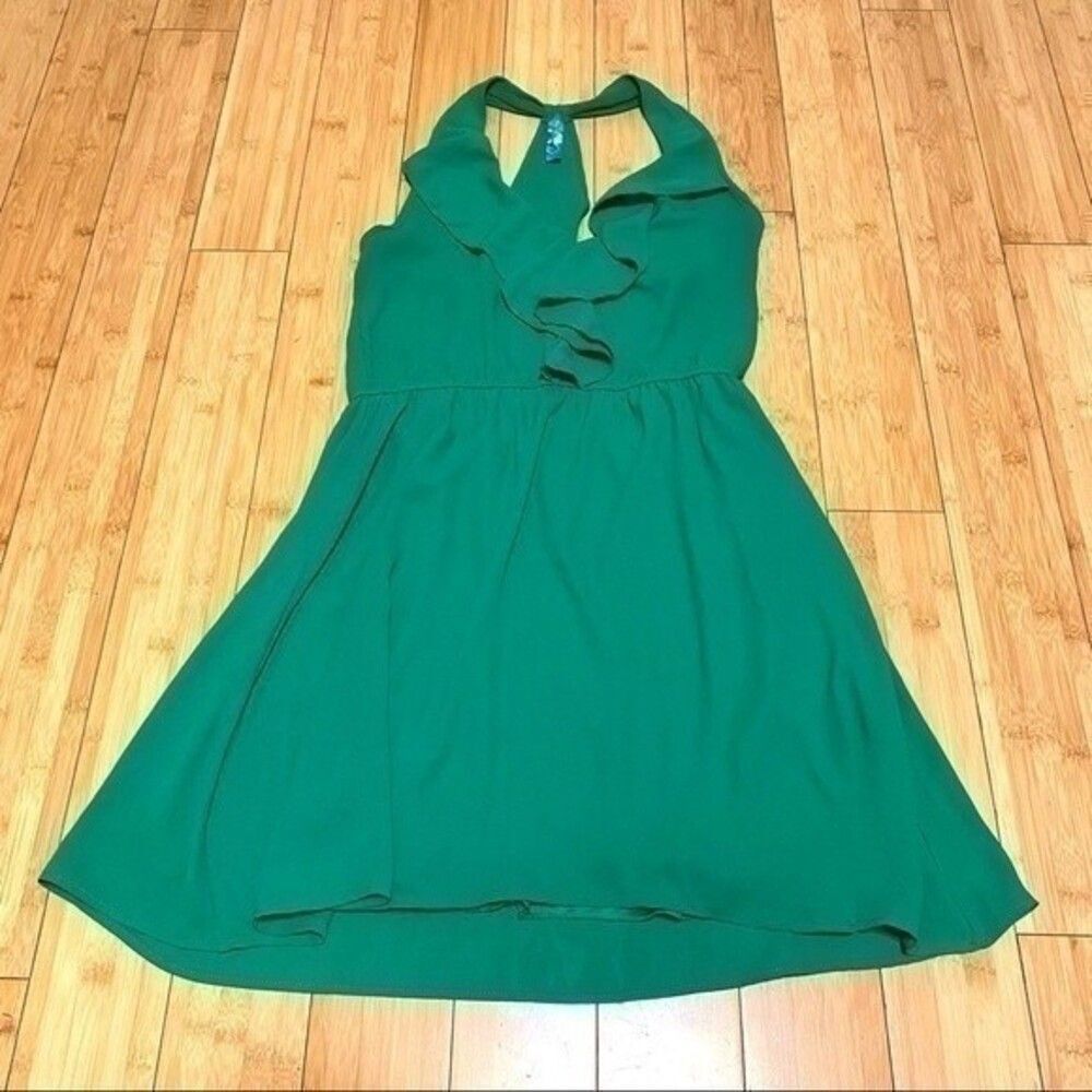Buttons Womens size medium green racerback ruffle sleeveless dress 407B7
